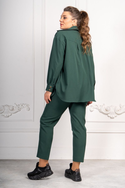 Комплект женский с рубашкой и брюками в стиле на каждый день Andina 933-2  изумруд - фото 3