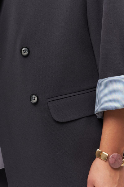 Деловой жакет двубортный с лацканами и втачными рукавами Anelli 1315 графит - фото 5