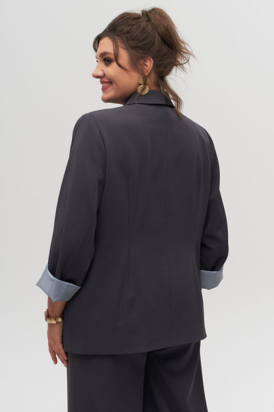 Деловой жакет двубортный с лацканами и втачными рукавами Anelli 1315 графит - фото 2