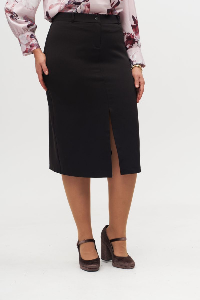 Карандашная юбка миди с высоким поясом и разрезом Anelli 1315.1 черный - фото 3