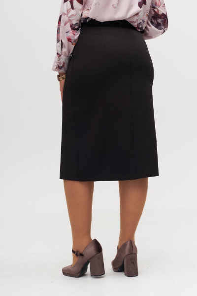 Карандашная юбка миди с высоким поясом и разрезом Anelli 1315.1 черный - фото 2