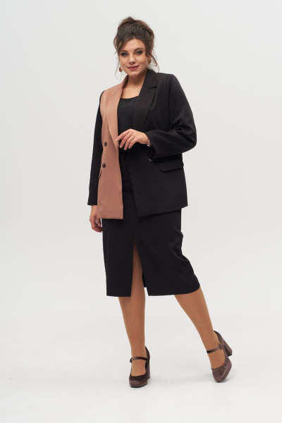 Карандашная юбка миди с высоким поясом и разрезом Anelli 1315.1 черный - фото 5