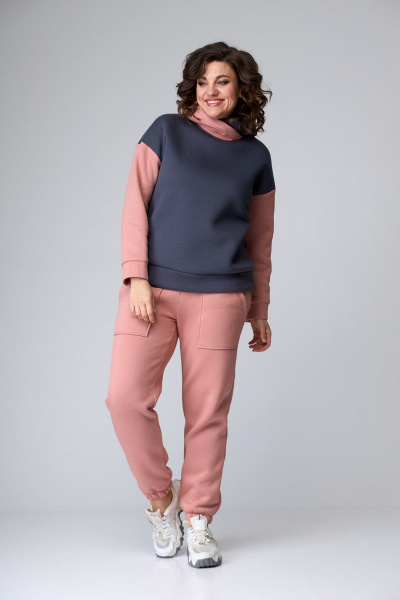 Брюки, худи Danaida 2052 пудра+серый - фото 3