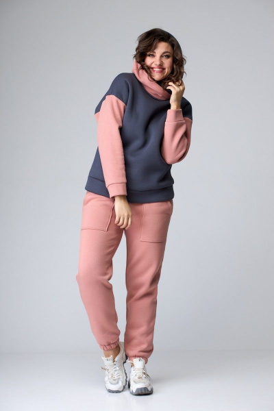 Брюки, худи Danaida 2052 пудра+серый - фото 2