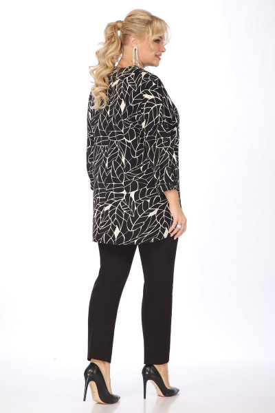 Демисезонная блузка из текстиля с V-образным вырезом и рукавами на пуговицах Matini 4.1563 черный - фото 7