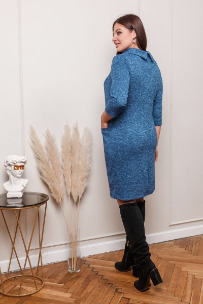 Платье из трикотажа в синих тонах на каждый день OLANTIZ 22С071 - фото 3