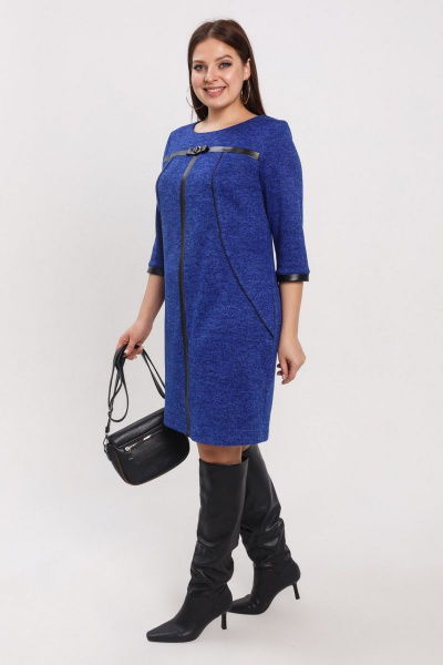 Платье в стиле на каждый день из трикотажа синего цвета OLANTIZ 22С064 - фото 1