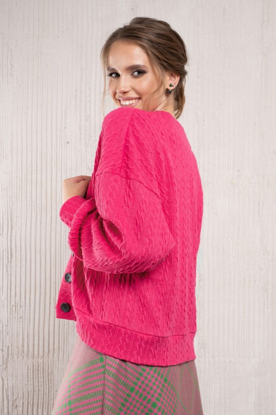 Розовый трикотажный кардиган свободного кроя с пуговицами Avanti С-103-1 - фото 8