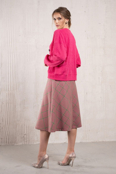 Розовый трикотажный кардиган свободного кроя с пуговицами Avanti С-103-1 - фото 7