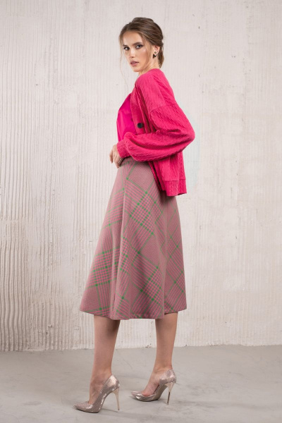 Розовый трикотажный кардиган свободного кроя с пуговицами Avanti С-103-1 - фото 5