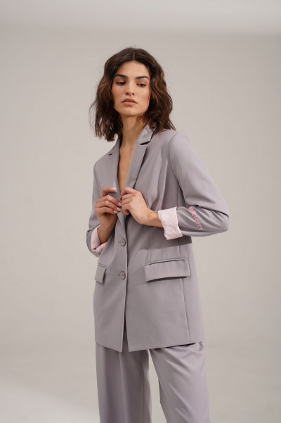 Брюки, жакет RINKA 1110/2 серый-розовый - фото 4