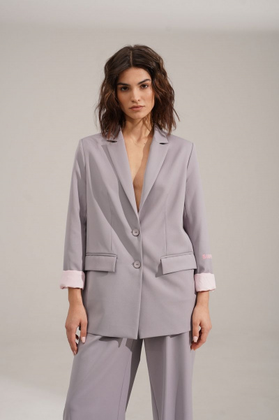 Брюки, жакет RINKA 1110/2 серый-розовый - фото 3