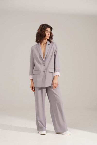 Брюки, жакет RINKA 1110/2 серый-розовый - фото 1