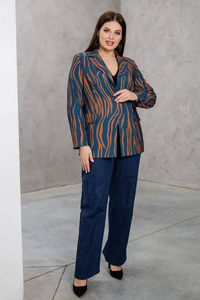 Жакет Daloria 7053 синий-коричневый - фото 2