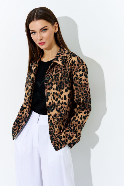 Жакет прямого силуэта из текстильной ткани с прорезными карманами DILIA 0707 мультидизайн - фото 1