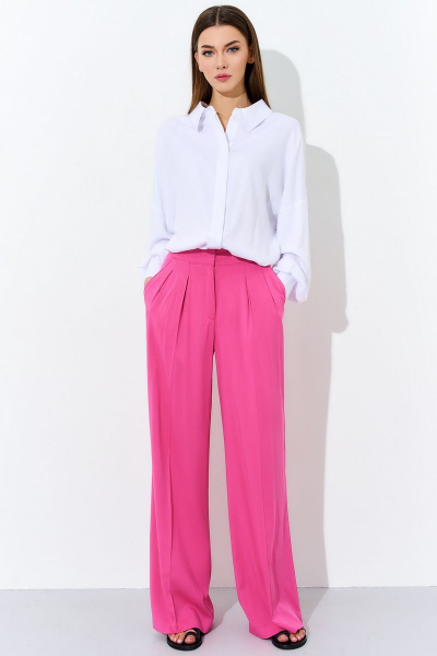 Блуза из вискозы с бантовой спинкой, свободный крой, стиль на каждый день DILIA 0708 белый - фото 3