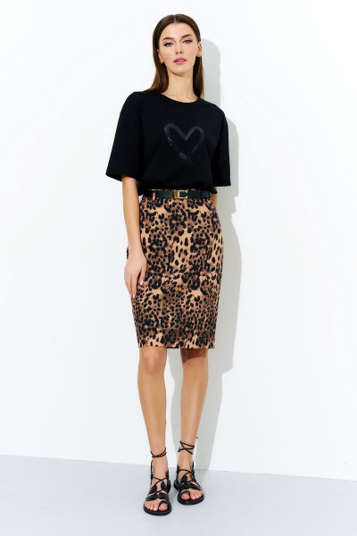 Юбка полуприлегающего силуэта из текстильной ткани с карманами DILIA 0713 мультидизайн - фото 1