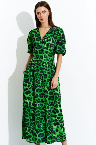 Платье с V-образным вырезом, карманами и сборками DILIA 0717 мультидизайн - фото 3