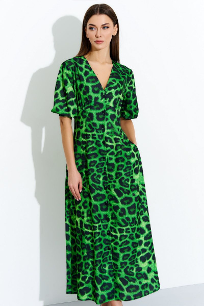 Платье с V-образным вырезом, карманами и сборками DILIA 0717 мультидизайн - фото 2