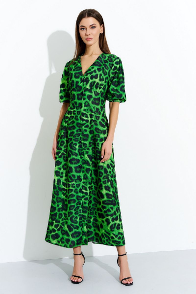Платье с V-образным вырезом, карманами и сборками DILIA 0717 мультидизайн - фото 1
