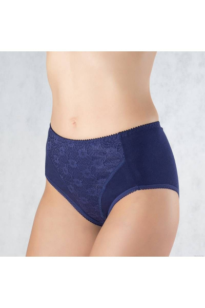 Трусы с отделкой из неэластичного кружева из хлопка Verally 1084-1 темно-синий - фото 3