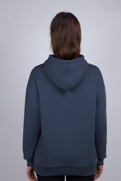 Худи женский из футера с начесом и капюшоном, накладной карман Verally 486-1 маренго - фото 2