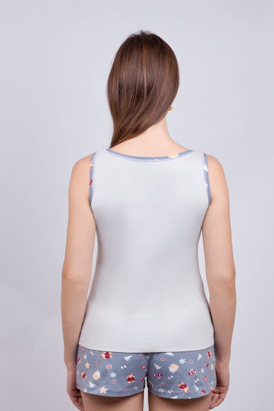 Мультиколор домашняя мягкая пижама майка и шорты из хлопка Verally 396-2 пряники - фото 2