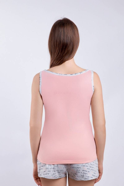 Розовая домашняя пижама майка с принтом и шорты с высокой посадкой Verally 396-2 грезы - фото 2
