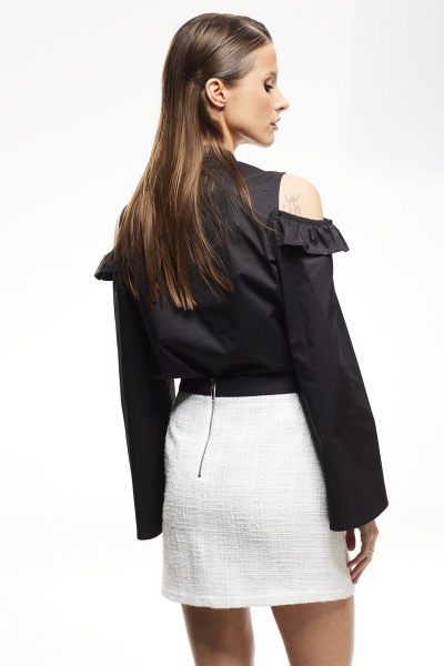 Юбка мини из рогожки с поясом и декоративной молнией Vesnaletto 3323-1 - фото 6