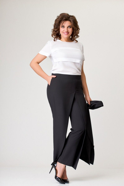 Деловой костюм 2-ка из костюмной ткани с жилетом и брюками Swallow 646 черный - фото 13