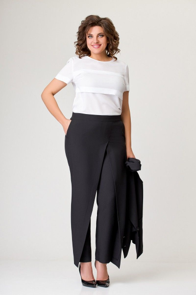 Деловой костюм 2-ка из костюмной ткани с жилетом и брюками Swallow 646 черный - фото 12