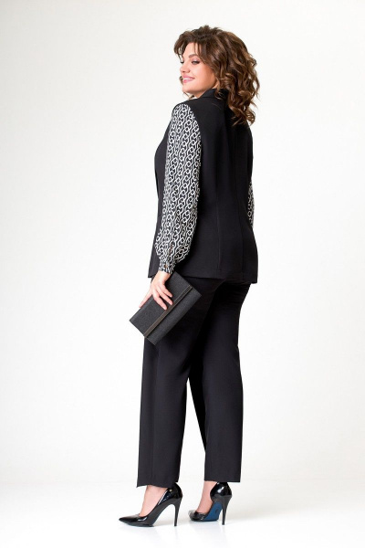 Деловой костюм 2-ка из костюмной ткани с жилетом и брюками Swallow 646 черный - фото 5