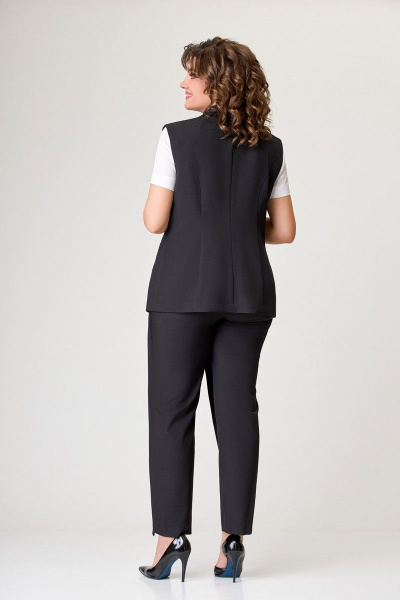 Деловой костюм 2-ка из костюмной ткани с жилетом и брюками Swallow 646 черный - фото 10