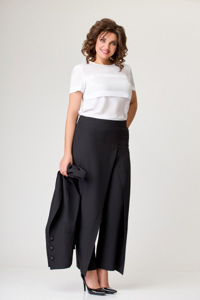 Деловой костюм 2-ка из костюмной ткани с жилетом и брюками Swallow 646 черный - фото 7