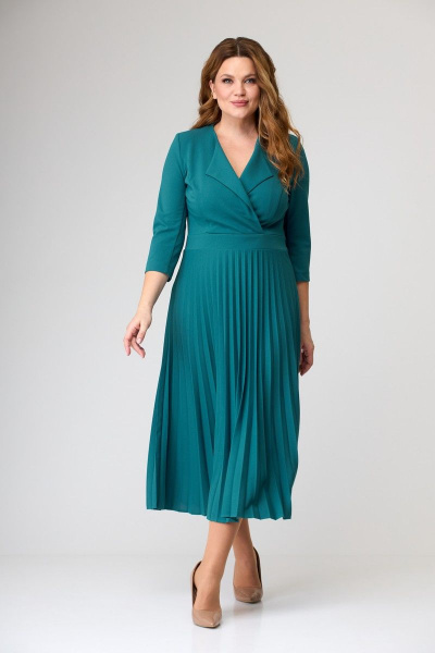 Круглогоднее деловое платье с асимметричной юбкой SandyNa 13637 морская_волна - фото 6
