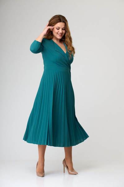 Круглогоднее деловое платье с асимметричной юбкой SandyNa 13637 морская_волна - фото 4