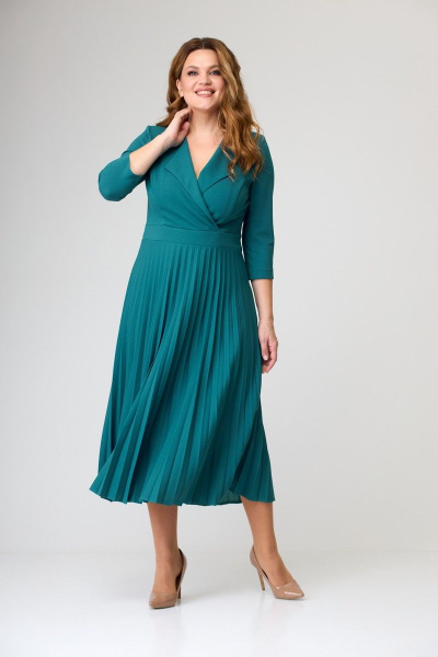 Круглогоднее деловое платье с асимметричной юбкой SandyNa 13637 морская_волна - фото 15