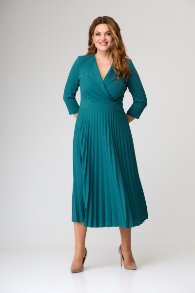 Круглогоднее деловое платье с асимметричной юбкой SandyNa 13637 морская_волна - фото 14
