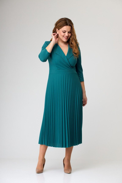 Круглогоднее деловое платье с асимметричной юбкой SandyNa 13637 морская_волна - фото 13