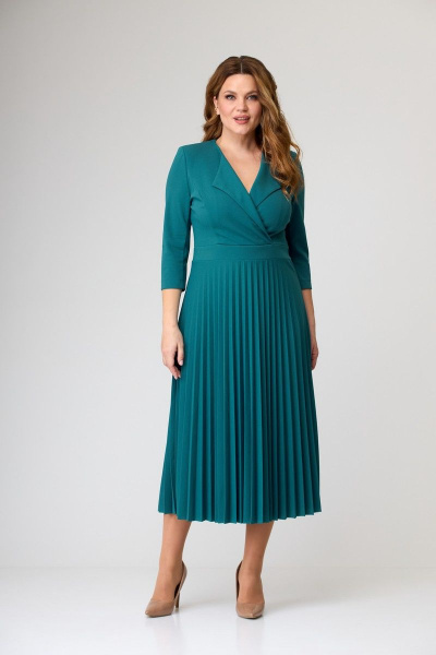 Круглогоднее деловое платье с асимметричной юбкой SandyNa 13637 морская_волна - фото 12