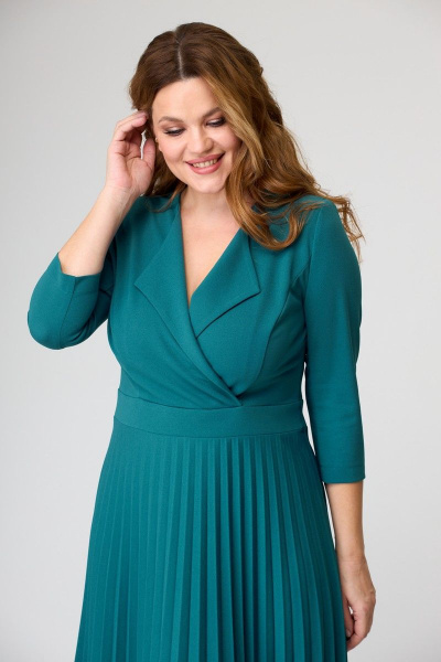 Круглогоднее деловое платье с асимметричной юбкой SandyNa 13637 морская_волна - фото 8