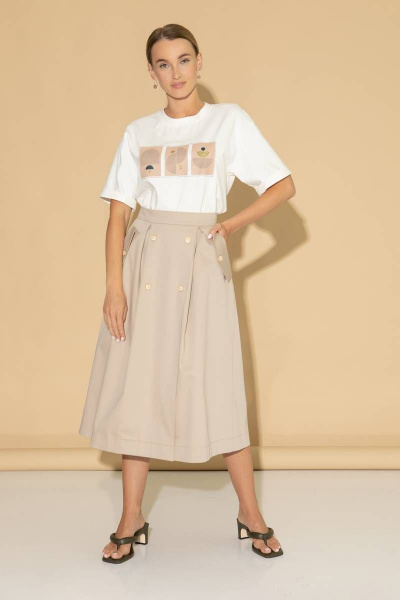 Юбка миди из хлопка с завышенной талией Femme & Devur 60167 1.29D(170) - фото 2