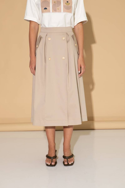 Юбка миди из хлопка с завышенной талией Femme & Devur 60167 1.29D(170) - фото 1