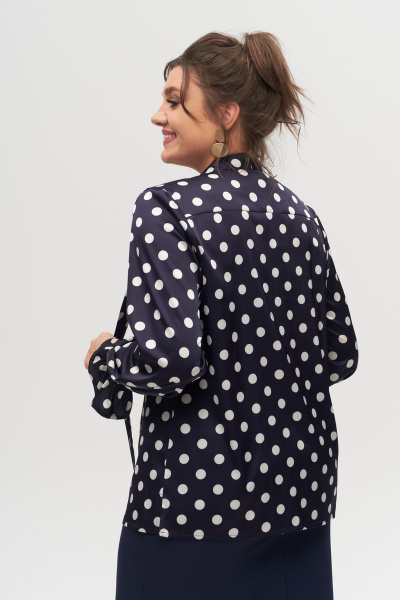 Блуза прямого кроя с бантом и кокеткой из вискозы Anelli 1323 синий - фото 5