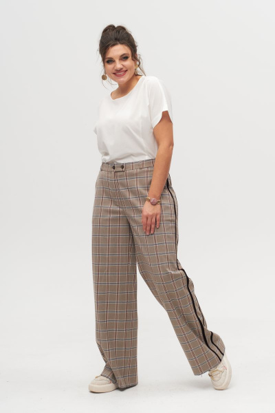 Жакет и брюки оверсайз, бежевый, демисезон Anelli 1297 бежево-коричневый - фото 3