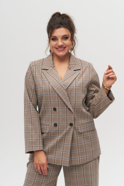 Жакет и брюки оверсайз, бежевый, демисезон Anelli 1297 бежево-коричневый - фото 2