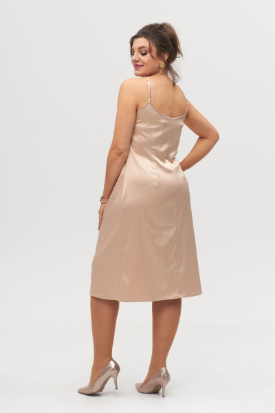 Платье-комбинация из текстиля с поясом и многослойным стилем Anelli 1327 золото - фото 3