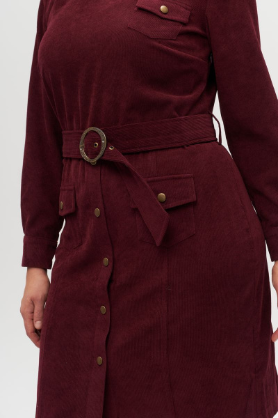 Платье из вельвета и хлопка, длина ниже колена с карманами Anelli 881 вишня - фото 3