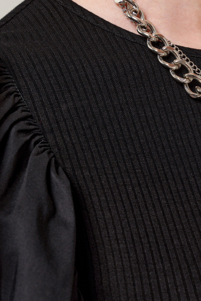 Черный топ боди с воланами для вечерних и будней Панда 106540w черный - фото 4