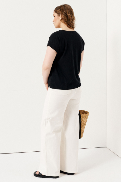 Черная блузка из хлопка с коротким рукавом Панда 86844w черный - фото 3